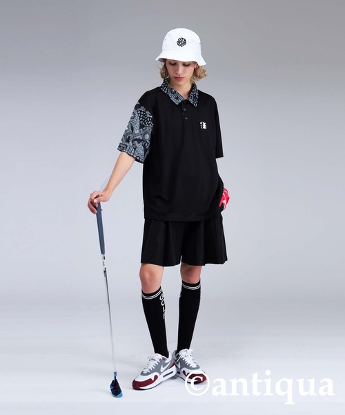 antiqua(アンティカ)の「【STCH】ペイズリー柄ポロシャツ(ポロシャツ・レディース・ベージュ/ネイビー/ブラック・LXL/ML)」の5枚目の写真