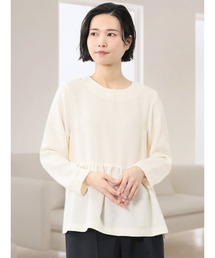 【セットアップ可能】m.f.エディトリアル レディース ツイードペプラム 長袖プルオーバーブラウス