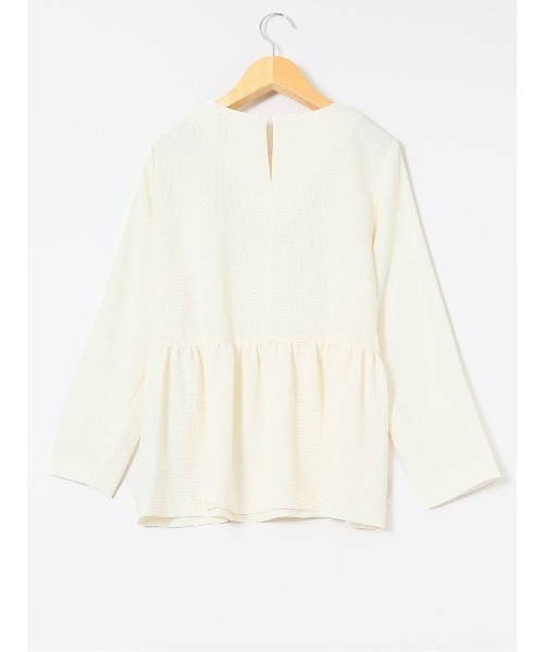 m.f.editorial（エムエフエディトリアル）の「【セットアップ可能】m.f.エディトリアル レディース ツイードペプラム 長袖プルオーバーブラウス（シャツ/ブラウス・レディース・ホワイト/アイボリー/ネイビー・MEDIUM/LARGE）」の4枚目の写真