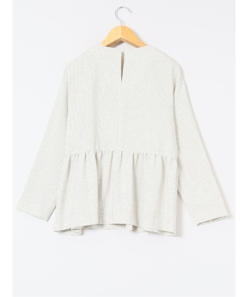 m.f.editorial（エムエフエディトリアル）の「【セットアップ可能】m.f.エディトリアル レディース ツイードペプラム 長袖プルオーバーブラウス（シャツ/ブラウス・レディース・ホワイト/アイボリー/ネイビー・MEDIUM/LARGE）」の9枚目の写真