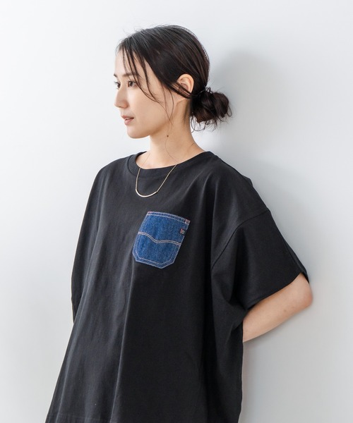C17(シーセブンティーン)の「【C17/シーセブンティーン】5分袖 刺繍 ポケット付Tシャツ(Tシャツ/カットソー・レディース・ホワイト/ライトグレー/ブラック/イエロー・MEDIUM/LARGE)」の1枚目の写真