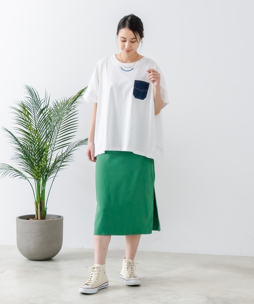 C17(シーセブンティーン)の「【C17/シーセブンティーン】5分袖 刺繍 ポケット付Tシャツ(Tシャツ/カットソー・レディース・ホワイト/ライトグレー/ブラック/イエロー・MEDIUM/LARGE)」の5枚目の写真