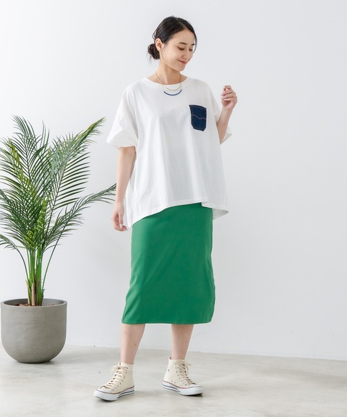 C17(シーセブンティーン)の「【C17/シーセブンティーン】5分袖 刺繍 ポケット付Tシャツ(Tシャツ/カットソー・レディース・ホワイト/ライトグレー/ブラック/イエロー・MEDIUM/LARGE)」の6枚目の写真