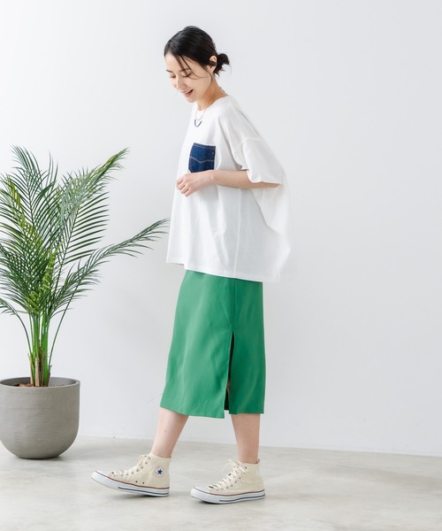 C17(シーセブンティーン)の「【C17/シーセブンティーン】5分袖 刺繍 ポケット付Tシャツ(Tシャツ/カットソー・レディース・ホワイト/ライトグレー/ブラック/イエロー・MEDIUM/LARGE)」の7枚目の写真