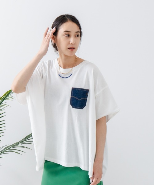 C17(シーセブンティーン)の「【C17/シーセブンティーン】5分袖 刺繍 ポケット付Tシャツ(Tシャツ/カットソー・レディース・ホワイト/ライトグレー/ブラック/イエロー・MEDIUM/LARGE)」の10枚目の写真