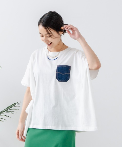 C17(シーセブンティーン)の「【C17/シーセブンティーン】5分袖 刺繍 ポケット付Tシャツ(Tシャツ/カットソー・レディース・ホワイト/ライトグレー/ブラック/イエロー・MEDIUM/LARGE)」の11枚目の写真