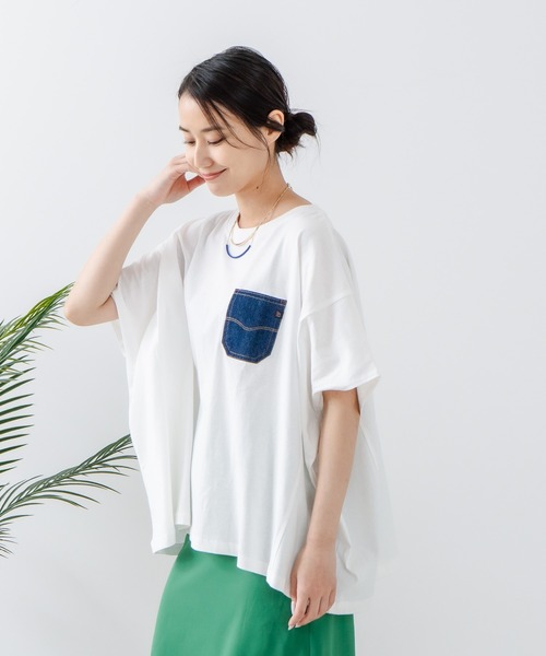 C17(シーセブンティーン)の「【C17/シーセブンティーン】5分袖 刺繍 ポケット付Tシャツ(Tシャツ/カットソー・レディース・ホワイト/ライトグレー/ブラック/イエロー・MEDIUM/LARGE)」の12枚目の写真