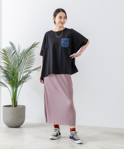 C17(シーセブンティーン)の「【C17/シーセブンティーン】5分袖 刺繍 ポケット付Tシャツ(Tシャツ/カットソー・レディース・ホワイト/ライトグレー/ブラック/イエロー・MEDIUM/LARGE)」の16枚目の写真