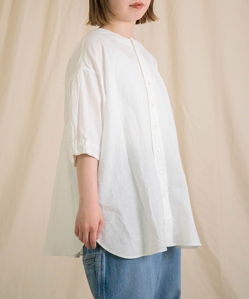 Brocante（ブロカント）の「[Brocante / ブロカント] 綿麻シーチング サローシャツ（シャツ/ブラウス・レディース・チャコールグレー/ネイビー/ホワイト/アイボリー・2）」の5枚目の写真