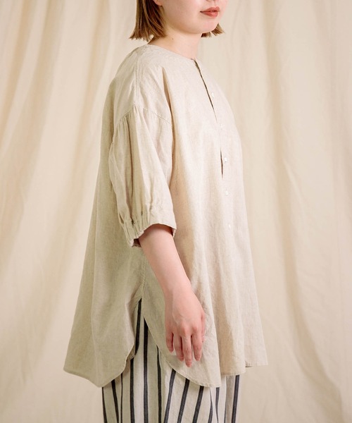 Brocante（ブロカント）の「[Brocante / ブロカント] 綿麻シーチング サローシャツ（シャツ/ブラウス・レディース・チャコールグレー/ネイビー/ホワイト/アイボリー・2）」の9枚目の写真