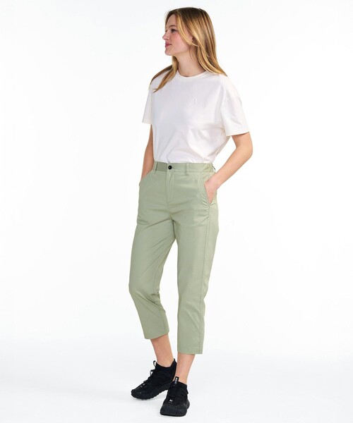 AIGLE（エーグル）の「COOLMAX 接触冷感 速乾 ドライレギュラーフィットアンクル丈 ストレッチチノパンツ（チノパンツ・レディース・セージグリーン/オフホワイト・40/35/36/38）」の8枚目の写真