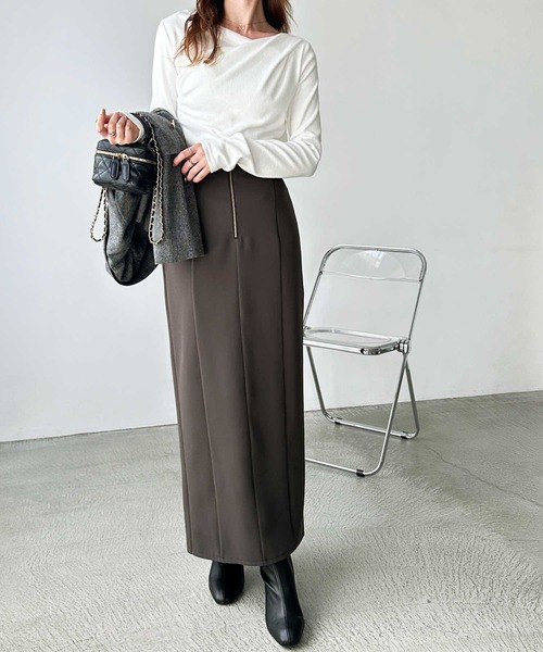 GeeRA(ジーラ)の「オンオフ着られる!フロントZIPハイウエストタイトロングスカート(スカート・レディース・チャコール/ベージュ/ブラック・LARGE/X-LARGE/MEDIUM/SMALL)」の20枚目の写真