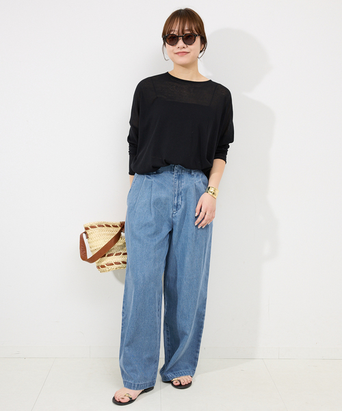 スローブイエナ　LEDENIM タックトラウザーデニム 4サイズ展開》LEDENIM TUCK TROUSERデニム（デニムパンツ