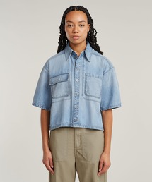 G-STAR RAW (ジースターロゥ) VOLUME TOP SHIRT (ボリューム トップ シャツ) ルーズフィット バンドカラー ブラウス G-STAR RAW (ジースターロゥ) VOLUME TOP SHIRT (ボリューム