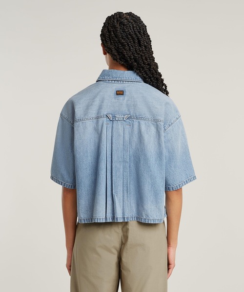 ブラウス シャツ Remix Shirt Side Slits/クロップドオーバーサイズサイドスリットデニムシャツ レディース セール】Remix Shirt Side Slits/クロップドオーバーサイズ