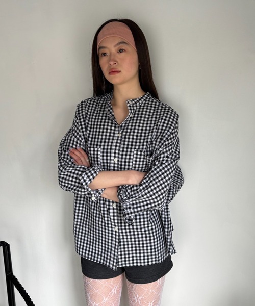 FUULLY STUDIO（フーリィーステューディオ）の「ボイルバンドカラーシャツ（シャツ/ブラウス・レディース・チェック/ストライプ・FREE）」の10枚目の写真