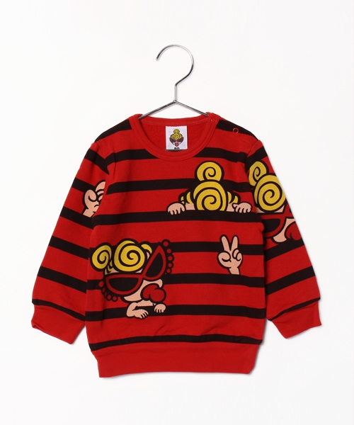 HYSTERIC MINI（ヒステリックミニ）の「BABY HIDE and HAPPY SEEK トレーナー（スウェット・キッズ・ホワイト/ライトグリーン/レッド・80/90）」の3枚目の写真