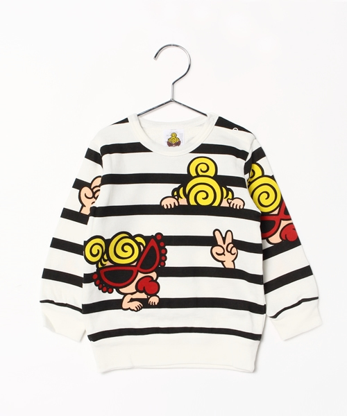 HYSTERIC MINI（ヒステリックミニ）の「BABY HIDE and HAPPY SEEK トレーナー（スウェット・キッズ・ホワイト/ライトグリーン/レッド・80/90）」の2枚目の写真