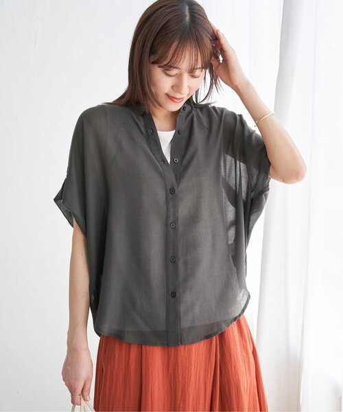 ikka(イッカ)の「コットンライクシアードルマンブラウス(シャツ/ブラウス・レディース・オフホワイト/チャコールグレー/ブルー・M/L)」の9枚目の写真