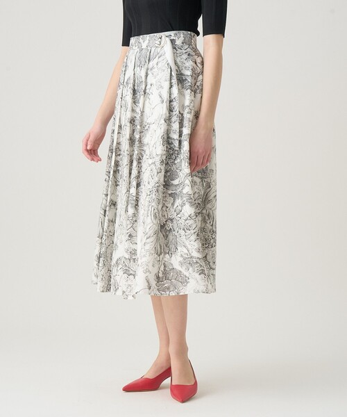 セール】フラワートワルドジュイプリントタック スカート（スカート