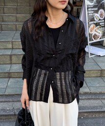 fredy emue | チェック柄シアーシャツ(シャツ/ブラウス)