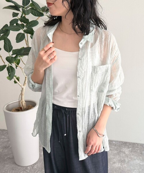 fredy emue（フレディエミュ）の「チェック柄シアーシャツ（シャツ/ブラウス・レディース・ホワイト系その他/グリーン系その他/ブラック系その他/グレー系その他・38）」の4枚目の写真