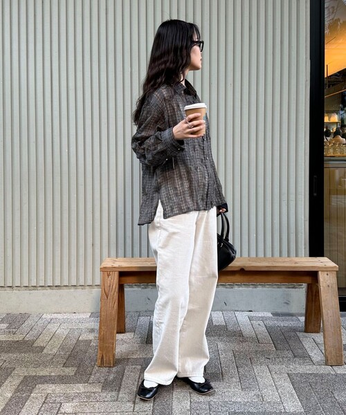 fredy emue（フレディエミュ）の「チェック柄シアーシャツ（シャツ/ブラウス・レディース・ホワイト系その他/グリーン系その他/ブラック系その他/グレー系その他・38）」の22枚目の写真