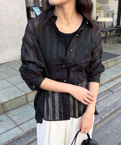 fredy emue（フレディエミュ）の「チェック柄シアーシャツ（シャツ/ブラウス・レディース・ホワイト系その他/グリーン系その他/ブラック系その他/グレー系その他・38）」の13枚目の写真