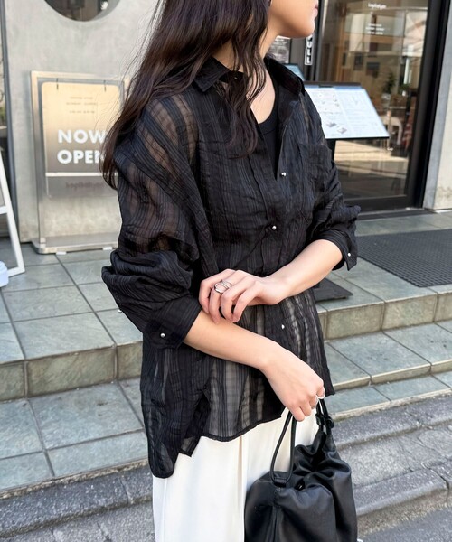 fredy emue（フレディエミュ）の「チェック柄シアーシャツ（シャツ/ブラウス・レディース・ホワイト系その他/グリーン系その他/ブラック系その他/グレー系その他・38）」の12枚目の写真