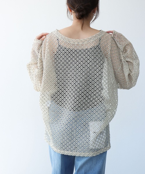 Jines(ジネス)の「レースメッシュカットソー(Tシャツ/カットソー・レディース・オフホワイト/ベージュ・38)」の4枚目の写真