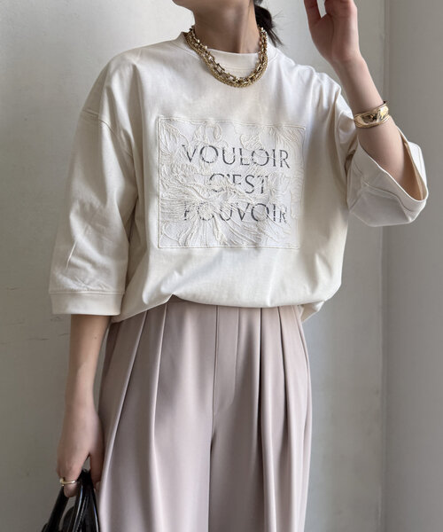 WEB限定】ロゴレース刺繍TEE（Tシャツ/カットソー）｜DouDou