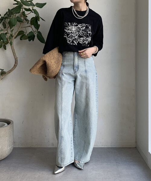 DouDou(ドゥドゥ)の「【WEB限定】ロゴレース刺繍TEE(Tシャツ/カットソー・レディース・ブラック/オフホワイト/キャメル・FREE)」の13枚目の写真