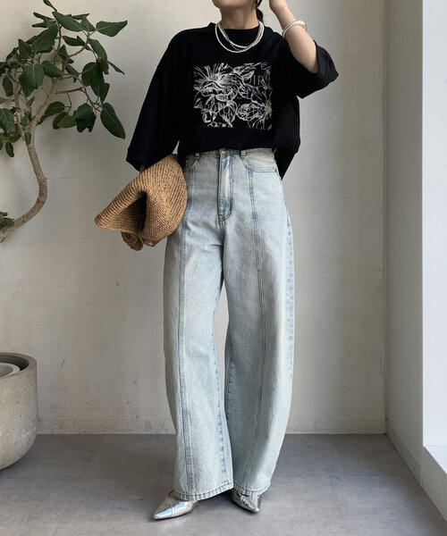 DouDou(ドゥドゥ)の「【WEB限定】ロゴレース刺繍TEE(Tシャツ/カットソー・レディース・ブラック/オフホワイト/キャメル・FREE)」の14枚目の写真