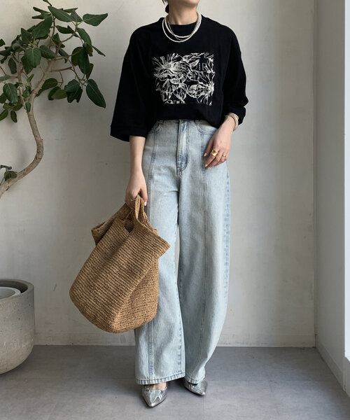 DouDou(ドゥドゥ)の「【WEB限定】ロゴレース刺繍TEE(Tシャツ/カットソー・レディース・ブラック/オフホワイト/キャメル・FREE)」の16枚目の写真