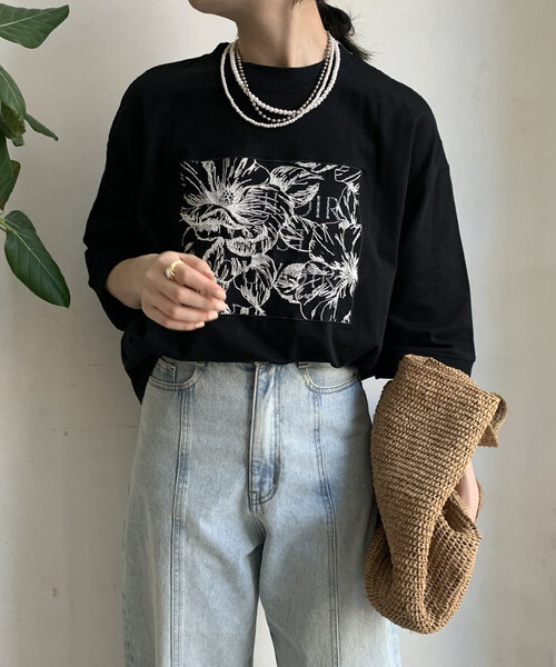 DouDou(ドゥドゥ)の「【WEB限定】ロゴレース刺繍TEE(Tシャツ/カットソー・レディース・ブラック/オフホワイト/キャメル・FREE)」の20枚目の写真