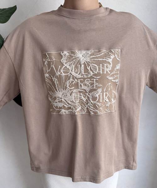 WEB限定】ロゴレース刺繍TEE（Tシャツ/カットソー）｜DouDou