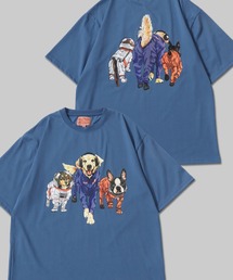 2026SS新柄追加 Dog Print T-Shirt/犬 アニマル プリント オーバーサイズ 半袖Tシャツ レディース メンズ