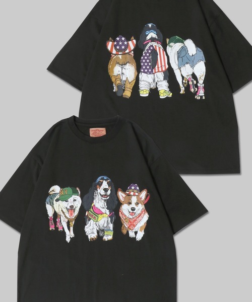 セール】Dog Print T-Shirt/犬 アニマル プリント オーバー