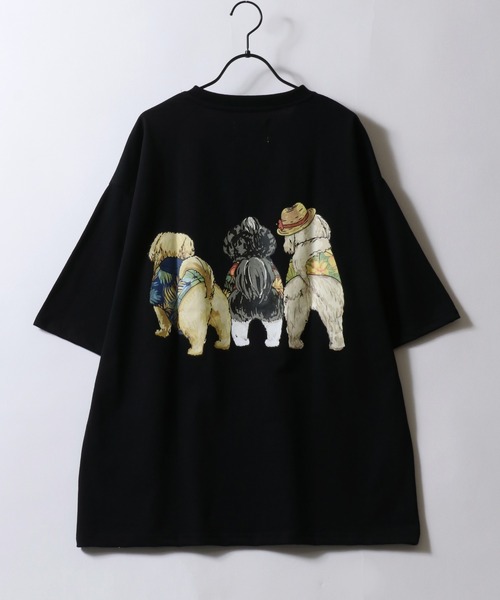 セール】Dog Print T-Shirt/犬 アニマル プリント オーバー