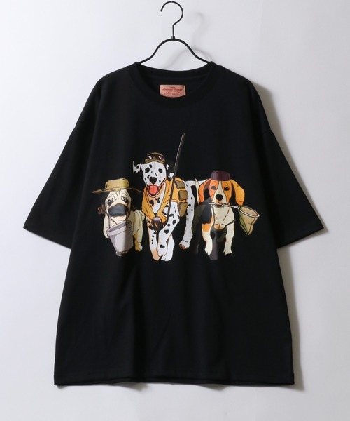 セール】Dog Print T-Shirt/犬 アニマル プリント オーバー