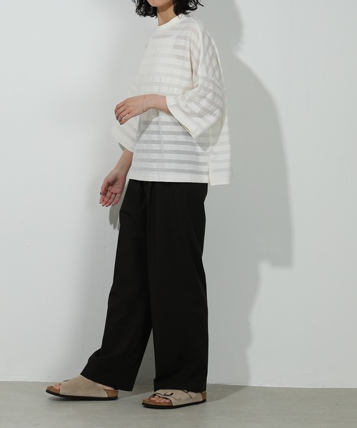 emesuelee（エメスーリー）の「UV CUT ニットレース ワイドプルオーバー ラッシュガード 耐塩素（その他トップス・レディース・グレー系1/パープル/ブラック/アイボリー・フリー）」の13枚目の写真