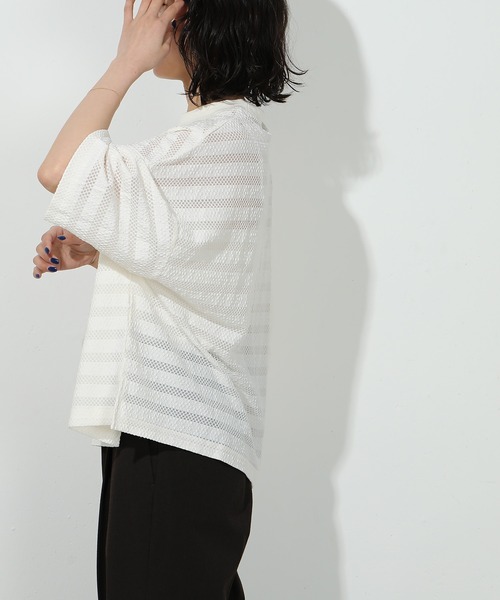 emesuelee（エメスーリー）の「UV CUT ニットレース ワイドプルオーバー ラッシュガード 耐塩素（その他トップス・レディース・グレー系1/パープル/ブラック/アイボリー・フリー）」の10枚目の写真
