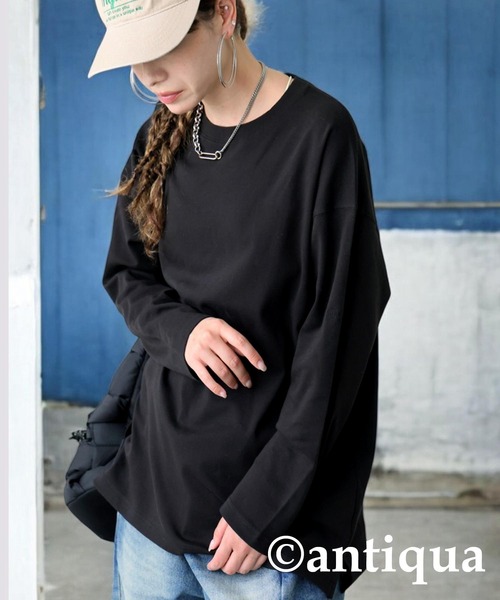 antiqua(アンティカ)の「ロゴ刺繍ロンT(Tシャツ/カットソー・レディース・ブラック系その他/ホワイト・R/P)」の9枚目の写真