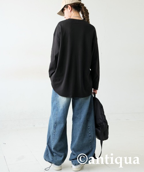 antiqua(アンティカ)の「ロゴ刺繍ロンT(Tシャツ/カットソー・レディース・ブラック系その他/ホワイト・R/P)」の10枚目の写真