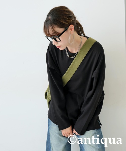 antiqua(アンティカ)の「ロゴ刺繍ロンT(Tシャツ/カットソー・レディース・ブラック系その他/ホワイト・R/P)」の11枚目の写真