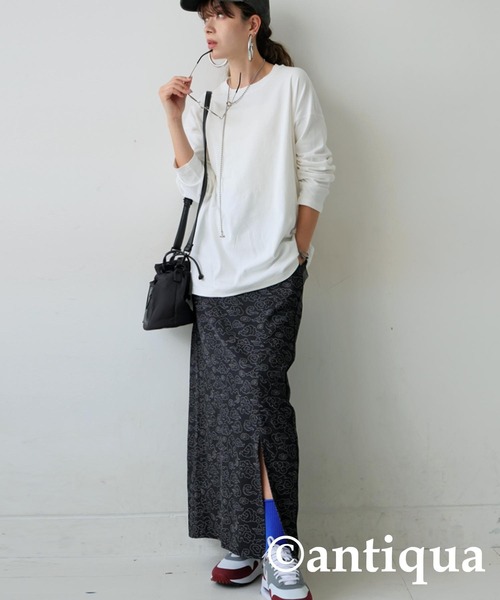 antiqua(アンティカ)の「ロゴ刺繍ロンT(Tシャツ/カットソー・レディース・ブラック系その他/ホワイト・R/P)」の3枚目の写真