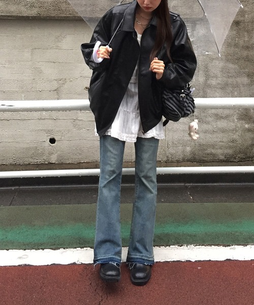 Raw edge flare denim pants【JD】（デニムパンツ）｜Judin