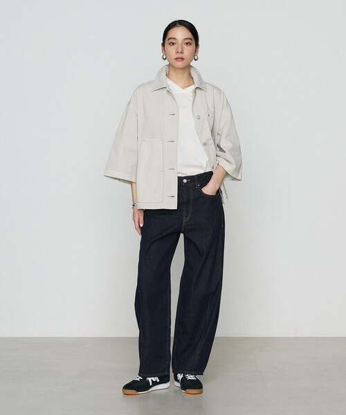 COMME CA（コムサ）の「80ozコットン逆目ツイル カバーオール（ブルゾン・レディース・ベージュ/グレイッシュベージュ・FREE）」の5枚目の写真