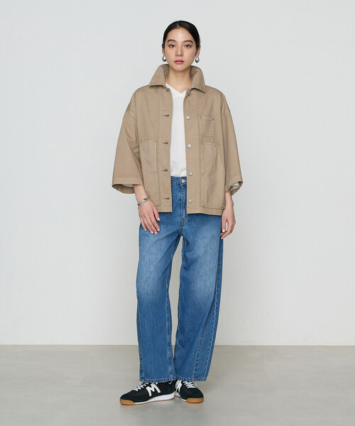 COMME CA（コムサ）の「80ozコットン逆目ツイル カバーオール（ブルゾン・レディース・ベージュ/グレイッシュベージュ・FREE）」の7枚目の写真