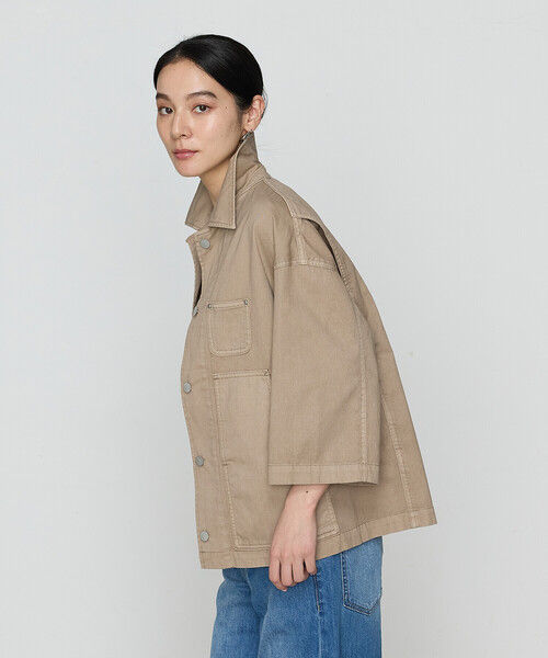 COMME CA（コムサ）の「80ozコットン逆目ツイル カバーオール（ブルゾン・レディース・ベージュ/グレイッシュベージュ・FREE）」の10枚目の写真